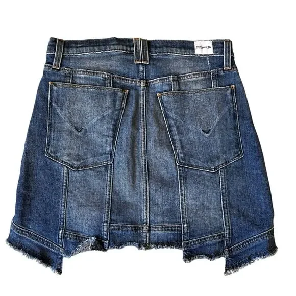 Hudson Weekender Step Hem Distressed Jean Mini Skirt size 26 - Picture 3 of 9
